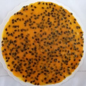 Cheesecake de Maracuya vegano. Postres veganos por La hueca vegana Quito.