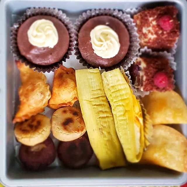 Mote con Chicharron de gluten de trigo. Almuerzos Veganos.